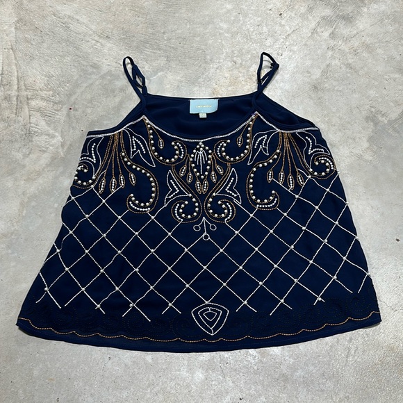 Skies Are Blue Tops - Skies are Blue Navy beaded‎ top / size S / H-9